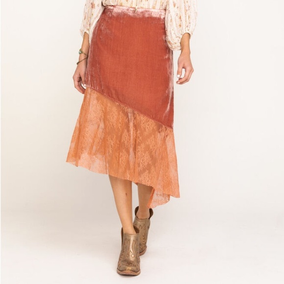 Free People Dresses & Skirts - Free People Asymmetrical Lace Midi Skirt NWT